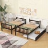 Whisen Twin Over Twin Rubber Wood Bunk Bed with Trundle, Convertible into Twin Size Beds, Twin Size Bunk Bed with Ladder and Safety Guardrails - 3 of 4