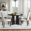 KWPZQEB Farmhouse Dining Table Set for 4, 43" Round Dining Table with 4 Upholstered Chairs, Kitchen Table with Cross Base for Dining Room - 4 of 4