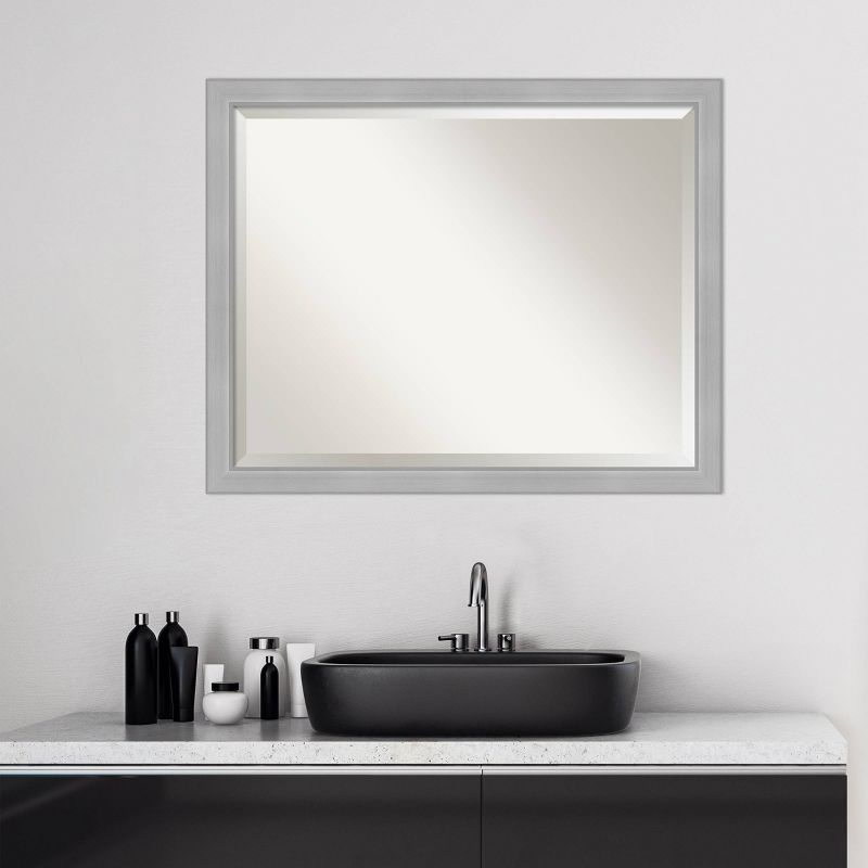 Vista Brushed Framed Bathroom Vanity Wall Mirror Nickel - Amanti Art, 5 of 9