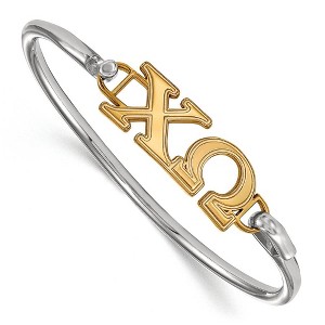 Black Bow Jewelry 14k Yellow Gold Plated Sterling Silver Chi Omega Greek Life Bangle Bracelet 8 Inch - 1 of 3