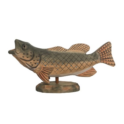 Beachcombers 12" Fighting Fish Wood Figure Coastal Beach House Decor Decoration