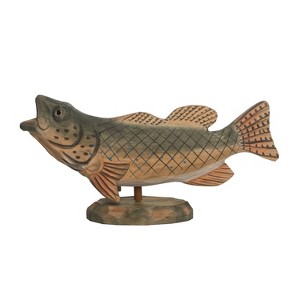 Beachcombers 12" Fighting Fish Wood Figure Coastal Beach House Decor Decoration - 1 of 2