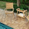 Nordic Teak Natural Outdoor Patio Folding Chair with Arm Rests - Beige - 4 of 4