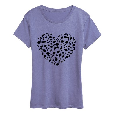 Women's - Instant Message - Music Note Heart Short Sleeve Graphic