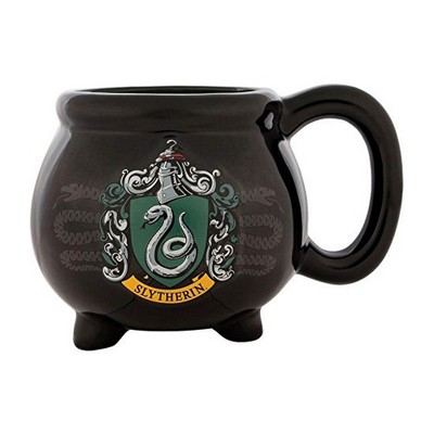 Silver Buffalo Harry Potter Slytherin Crest Black Kettle 3D Sculpted Ceramic Mug