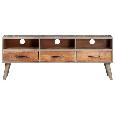 vidaXL TV Stand Grey and honey brown Solid rough mango wood