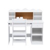 Kids Study Desk and Chair Set, White Kids Study Table and Adjustable Chair Set with Hutch, Cork Board, Keyboard Tray, 2 Pen Holders - 3 of 4