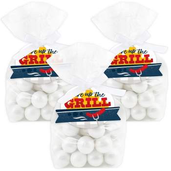 Big Dot of Happiness Fire Up the Grill - Summer BBQ Picnic Party Clear Goodie Favor Bags - Treat Bags With Tags - Set of 12