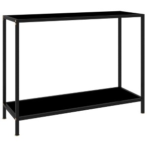 vidaXL Console Table Black Tempered Glass, Powder-Coated Steel - 1 of 2