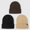 London Fog Women's 3-Pack Beanie Set - Winter Knit Rib Cuff Beanie Hats – Warm Women Beanies for Cold Weather - 3 of 4