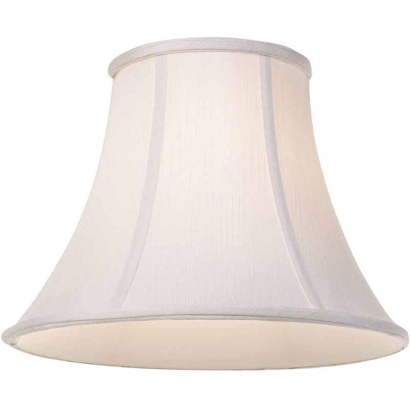 Imperial Shade Set of 2 Bell Lamp Shades White Medium 7" Top x 14" Bottom x 11" Slant Spider with Replacement Harp and Finial Fitting, 4 of 8