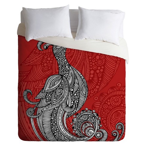 Valentina Ramos The Bird Lightweight Duvet Cover King Red Deny