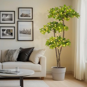 5-6FT Artificial Black Olive Tree - Realistic Faux Plant in Nursery Pot for Home, Office & Living Room Decor - 1 of 4