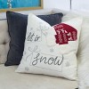 Gulches "Let It Snow"Embroidered Throw Pillow,20x20" Square Cotton Cushion with Red Knit Hat Design,Christmas Accent for Couch with Pine Needle Trim - 2 of 4