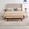 CAVINAS Modern Pull-Open Top Teddy/Leather Ottoman Bench with Wood Feet,Upholstered Storage Ottoman for Living Room - 2 of 4