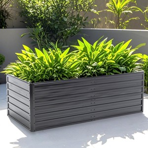 1pc Raised Garden Bed, Galvanized Metal Planter Box, Open Bottom for Outdoor Planting Vegetables and Herbs - Coolbibila - 1 of 4