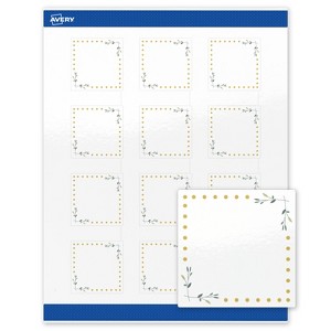 Avery 2" x 2" Labels, Gold Dots with Green Florals, 120 ct - 1 of 4
