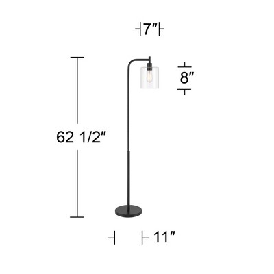 Edison Adjustable Matte Black Metal Floor Lamp with Clear Glass Shade