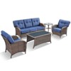 Belord 5 Piece Patio Furniture Set, All Weather Brown Wicker Outdoor Patio Furniture Set Patio Sofa Set with Club Lounge Chair and Coffee Table - 4 of 4