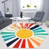 Boho Rugs Washable Kids Rug Non Slip Nursery Rug Low Pile Floor Mat Soft & Non-Shedding Sunshine Carpet Colorful Rainbow Printed Indoor Rugs - 2 of 4