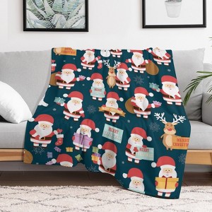 Christmas Santa Claus Pattern Christmas Throw Blanket Soft Fleece Christmas Blanket Cozy Flannel Throw for Couch Bed 60x80 inches - 1 of 1