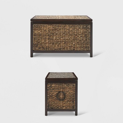 Wilson Rustic Brown Wicker Storage Trunk with Acacia Frame