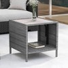 Sonkuki Outdoor Patio Square PE Rattan Side Table Brown - 2 of 4
