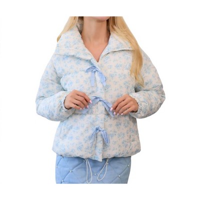 Women's Bow Puffer Coat - Main Strip