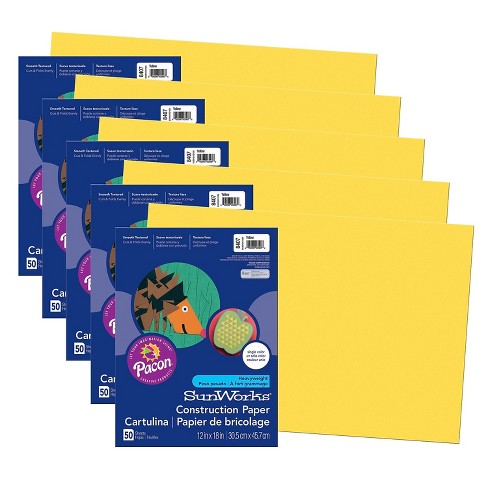 Tru-Ray Construction Paper, Yellow, 12 x 18, 50 Sheets per Pack, 5 Packs
