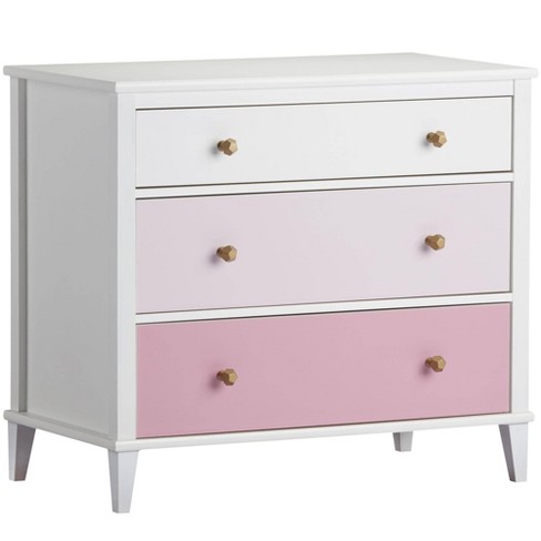 Kids 3 Drawer Monarch Hill Kids Poppy Dresser White Pink Little