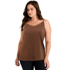June + Vie by Roaman's Women's Plus Size Lace-Trim Bra Cami - 1 of 4