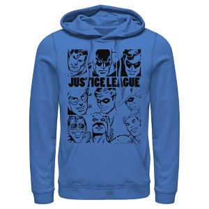 Men's Justice League Vintage Hero Panels Pull Over Hoodie - 1 of 3