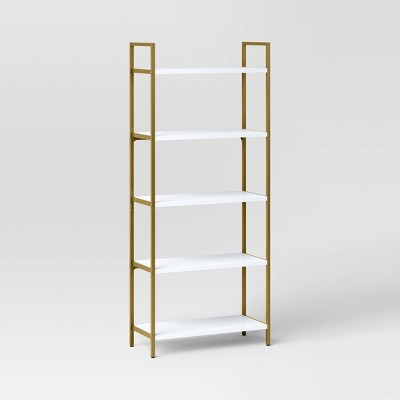 72" Loring 5 Shelf Ladder Bookshelf White - Threshold™: Metal Frame, Fixed Shelves