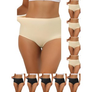 INSPIRE CHIC Women's Elastic High-Waisted Unlined Breathable No-Show Hipster Underwear 10 Packs - 1 of 4