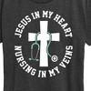 Women's - Instant Message - Jesus In My Heart Nursing In Veins Short Sleeve Graphic T-Shirt - 2 of 4