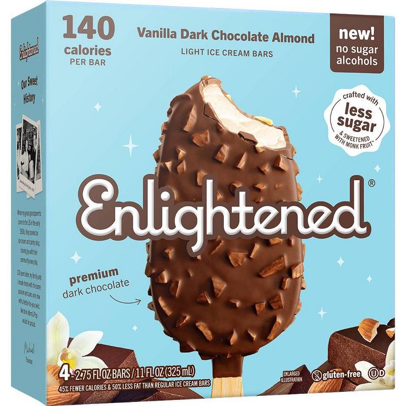 Enlightened Vanilla Dark Chocolate Almond Ice Cream Bar - 11oz/4ct, 1 of 6