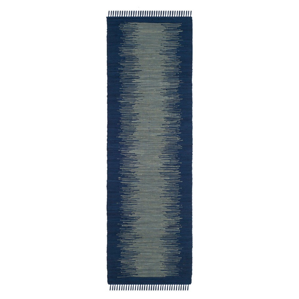 2'3inx7' Runner Navy Geometric Flatweave Woven - Safavieh