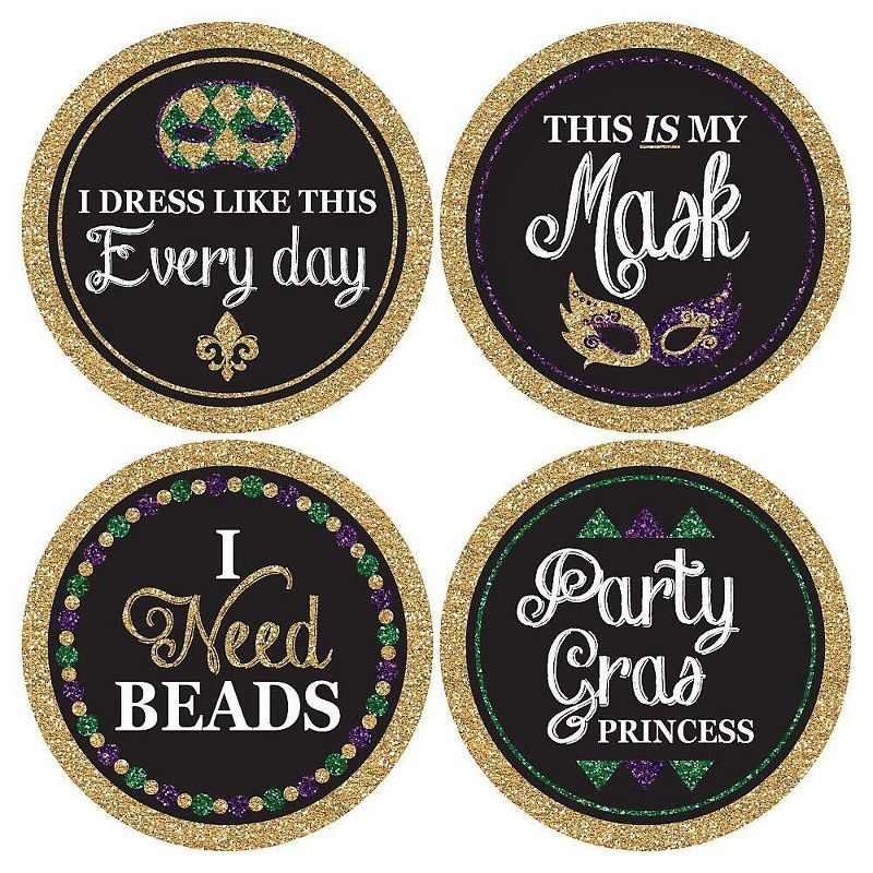 Big Dot of Happiness Mardi Gras - Masquerade Party Name Tags - Party Badges Sticker Set of 12, 4 of 6