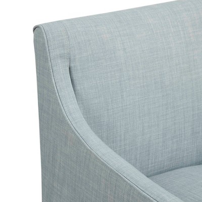 Blue Upholstered Skirted Dining Arm Chair with Casters