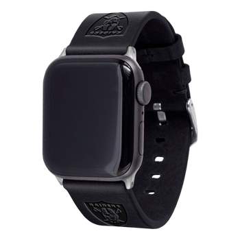 NFL Las Vegas Raiders Apple Watch Compatible Leather Band - Black

