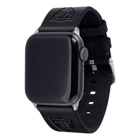 Nfl Las Vegas Raiders Apple Watch Compatible Leather Band 42/44/45mm -  Black : Target