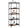 vidaXL 5-Tier Brown Oak Bookcase - Engineered Wood and Metal Frame - Ample Storage - 3 of 4