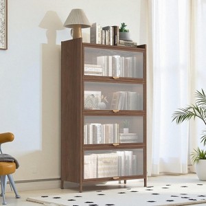 KTMBDW 44/57'' Tall Metal Bookshelf with 3/4 Flip Doors, Metal Bookcase, Kitchen Storage Cabinet with Storage Space for Bedroom, Office, Living Room - 1 of 4