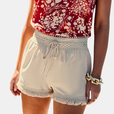 Women' Boho Chic Crochet Trim Drawstring Shorts - Cupshe