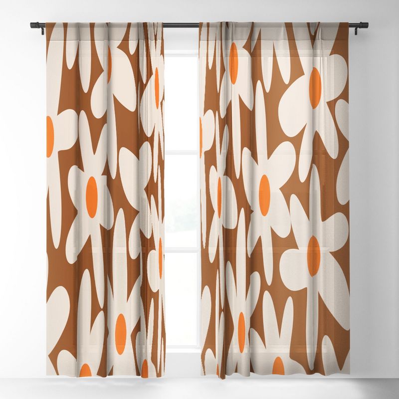 Kierkegaard Design Studio Daisy Time Retro Floral Pattern Single Panel Sheer Window Curtain - Deny Designs, 2 of 7