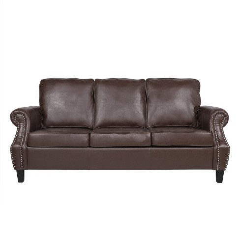 Christopher Knight Home Dowd 3 Seater Faux Leather Sofa with Nailhead Trim - image 1 of 4