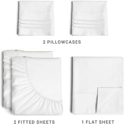 White Split King Microfiber 5-Piece Sheet Set for Kids
