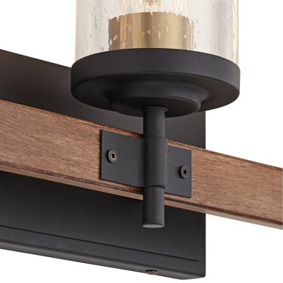 Black and Brass Cylinder Wall Light with Seeded Glass