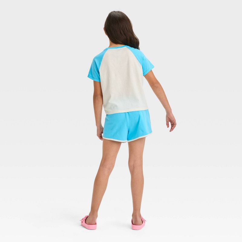 Girls&#39; Disney Stitch 2pc Catching Waves Top and Bottom Set - Turquoise Blue, 2 of 5