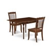 East West Furniture 3 Pc Kitchen Table set - Robust Two 9-Inch Drop Down Leaves Solid Wood Dinette Table & 2 Wooden Seat Dining Chairs,  White - 2 of 4